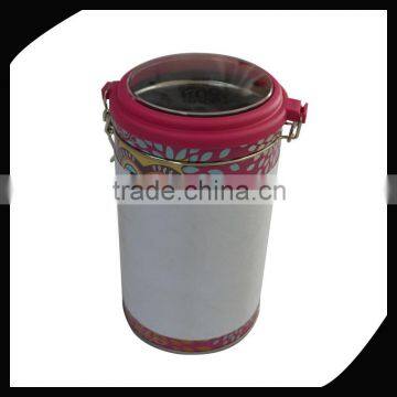 Round Coffee Tin Box with lock /hooks Round Tea Tin Box with lock