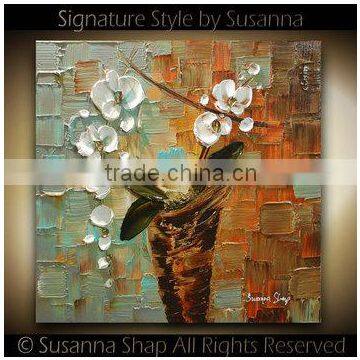 100% Handmade Heavy Textured Flower Painting 52093