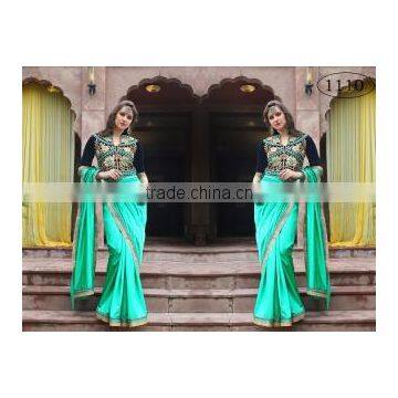 Brainy Mustard Satin Chiffon Saree/indian Designers Saree Online Shopping photo-5