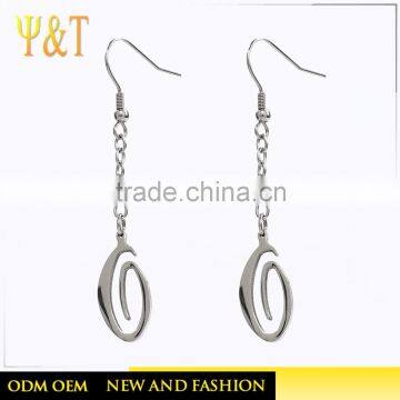 Wholesale stainless steel silver plated cut drop hoop earrings for women