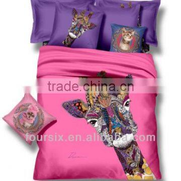 2014 new animal design 3d reactive printed flat sheet set 100% cotton wholesale