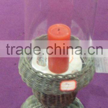 rattan and glass candle holder