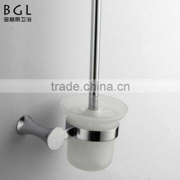 New design Brass accessories for Bathroom Chrome finishing Wall mounted Toilet brush holder with frosted cup