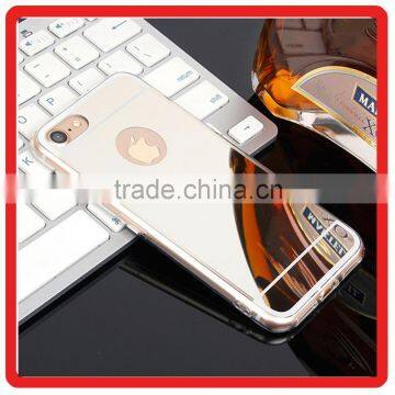 Luxury pc back frame TPU Mirror cell phone case mobile case electroplate for iphone 7 plus