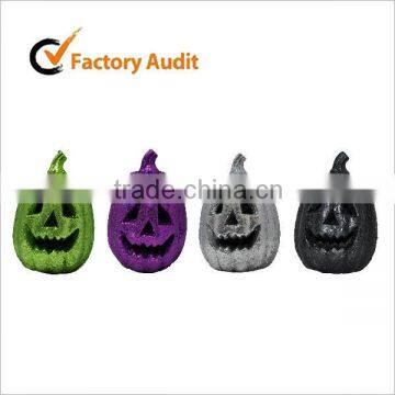 7.87inch Fake Round Glittered craft pumpkins for Halloween decorative