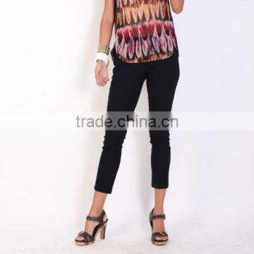 Pretty steps 2015 black ladies fashion spandex capri cropped trousers design