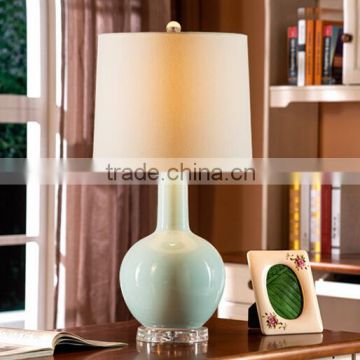 Acrylic Base Ceramic Body With Fabric Round Lampshade Modern Desk Lamp Bedroom Living Room Dining Room Table Lamp