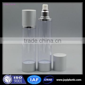 Small Plastic Pump Bottle Silver 30ml Airless Bottle Roun Silver Cosmetic Vacuum Bottle