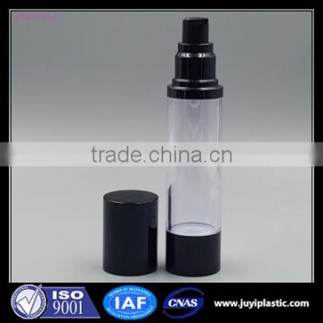 Hot sale black round cosmetic plastic bottle airless pump bottle 50ml cosmetic bottle