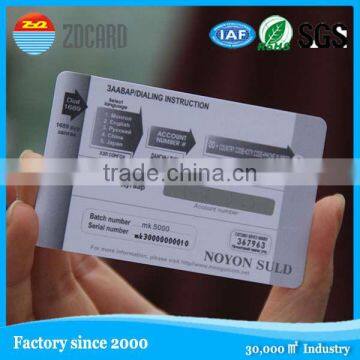 Telecom prepaid paper scratch calling card printing for mobile phones