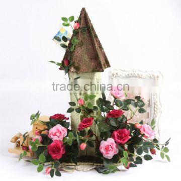 European style decoration cottage potted silk flowers home artificial bonsai roses