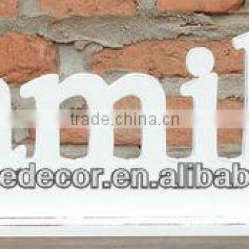 wooden home decor for retail cut words with base