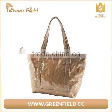 Brown Tyvek Tote Bags Large Lady Hand Bag With PVC Cover photo-3