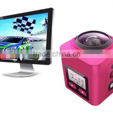 Newest Fashion 360 degree Full-Viewing sport dv camera 220 degree Fisheye Super wildangle Lens action camera