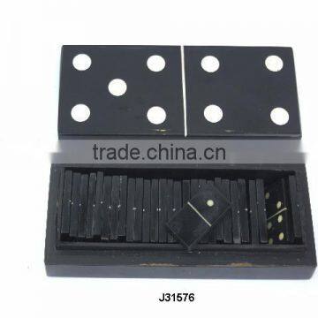 Black resin and inlay of bone Domino game can be made in other colours