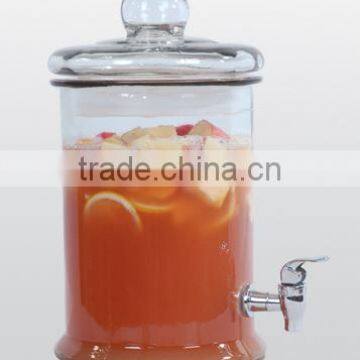 5L Clear Cylinder Glass Beverage Dispenser With Glass Lid and Stand photo-2