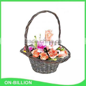 Natural wicker hat basket