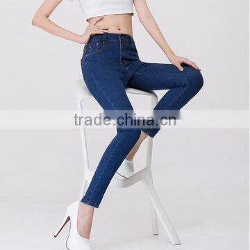 2017 Summer Latest Design High Waist Wash Black Soft Slim Denim Pencil Jeans for Lady photo-3
