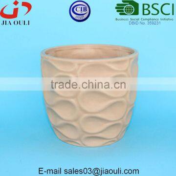 Wave Patterned Ceramic Succulent Pot Matte Flower Pot photo-3