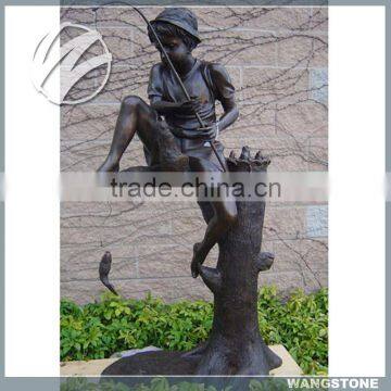 Europe Regional Feature Bronze Fishing Boy Garden Sculpture photo-2