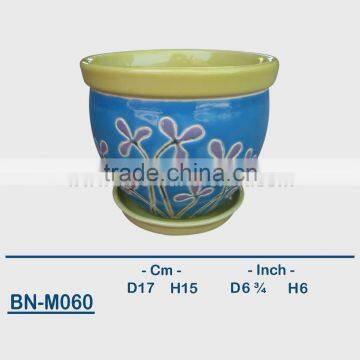 Vietnamese Ceramic Hand Carved Mini Flower Pot BN-M060