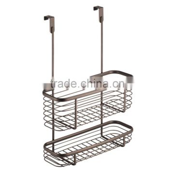 Sliding Over the Cabinet Kitchen Storage wire Basket for Aluminum Foil Bags Cleaning Supplies - 2-Tier Bronze