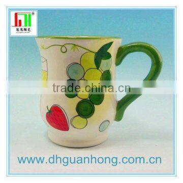 Hand painted ceramic mug with handle