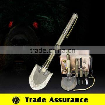 OUTDOOR camping exploration gear , All metal shovel with cutting knife and flint rob,outdoor emergency survival kit