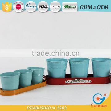 Set of 3 Galvanized Iron Powder Coating Metal Circular Pot Flower Small Decorative Pots photo-4