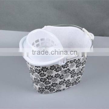 10L Plastic mop bucket with wringer with printed pattern