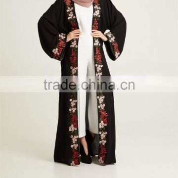 Middle East women clothing OEM dubai islamic abaya embroidery front Cherry Blossom Kimono abaya