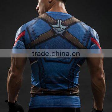 2016 New Fashion Captain America 3D Printed Iron Man Fitness Gym Compression T-shirts photo-4