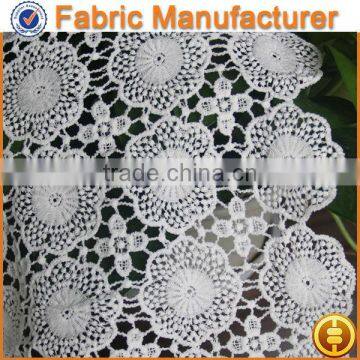 cicheng textile white lace fabric bonded transfer film/heavy lace fabric/chemical lace fabric