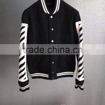 Fashion Black and White Stripe Jacket Men Casual Baseball Jacket 2016 photo-4