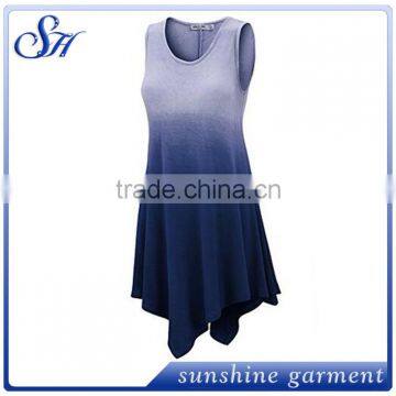 2017 Womens Sleeveless Boho Tie-Dye Ombre Tunic Tank Top photo-3