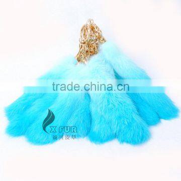 CX-R-39D Fashion Dip Dyed Girls Wholesale Real Rabbit Fur Key Chain Fur photo-6