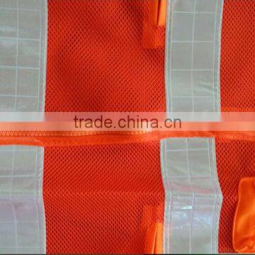 New Design Orange Mesh Reflective Vest White Ruban Vest Zipper Vest photo-3