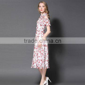 Maxnegio Long Chiffon Sexy Keyhole Print Floral Casual Dress photo-5
