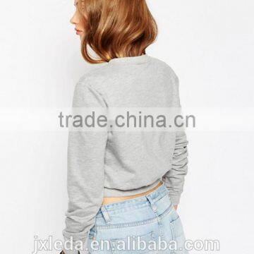 Wholesale Ladies Solid Color Cropped Crewneck Sweatshirt photo-4