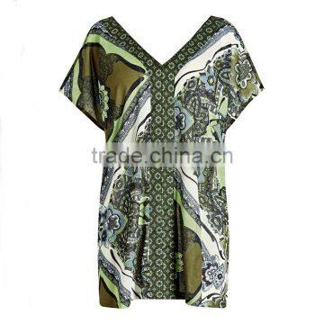 2015 Fashion Green 60% Cotton 40% Polyester Women v Neck T-shirts 60% Cotton 40% Polyester photo-4