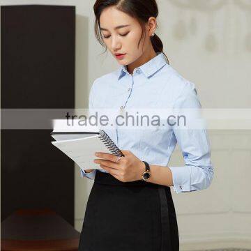 2017 Latest Women Fashion Long Sleeve Blue Shirt Ladies Office Formal Shirt photo-5