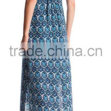 Long Maxi Maternity Dress for Summer 2015 Fashion Spaghetti Straps Side Slits Prints Nursing Dress photo-3