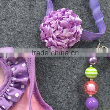 2016 New Baby Girls Kids Easter Pink Purple Bunny Outfits Sleeveless Shirt Summer Outfit With Matching Necklace and Headband Set photo-2