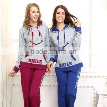 French terry active pajamas winter hoodie pajamas set for women