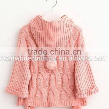 New Products Knitted Sweater Design for Baby Girls With Hoodie photo-4