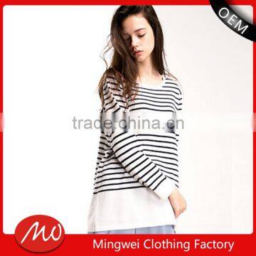 Hot sale ladies winter striped thin pullover sweater with lowest price