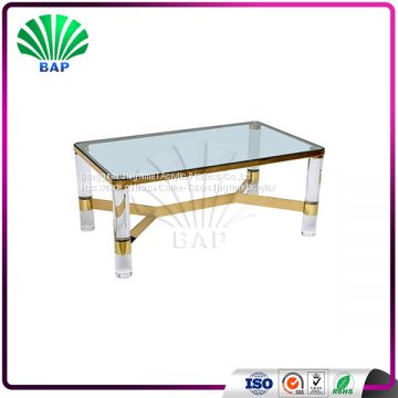 Modern Glass Top Table Gold Metal Corner Tea Table Living Room PC Table