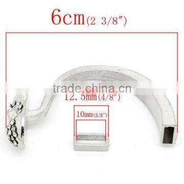 Half Bracelet Bangle Bar With Slider Halloween Skull Silver Tone Red & Clear Rhinestone 6cm x 1.5cm,2Sets photo-2