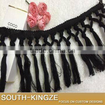 11CM Hallow Out Cotton Material Crocheted Lace Accessories Tassel Fringe Trimming For Sewing Garment Lace Beige Black