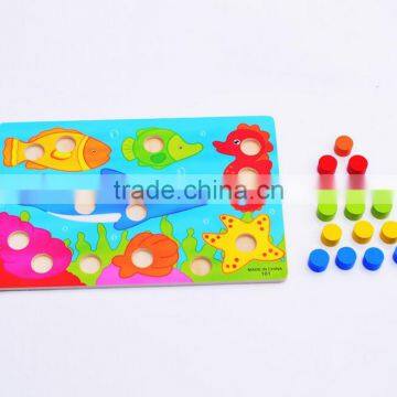 New Wooden Hand Scratcher Plate Color Shape Matching Board Educational Puzzle Toys for Kids photo-4
